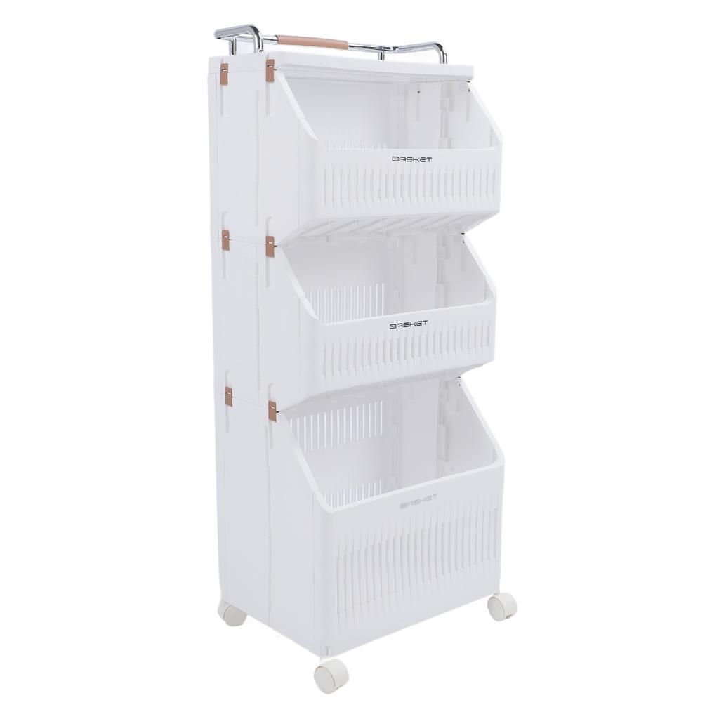 Rolling Storage Cart Multifunction Utility Rolling Storage Organizer Folding Laundry Basket with 4