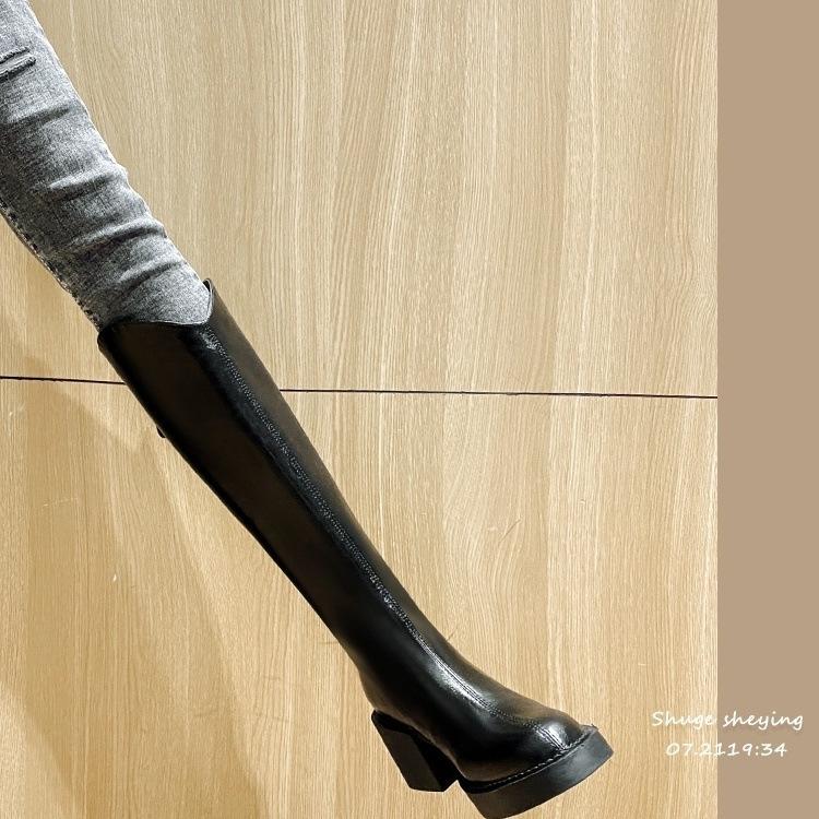 Soft leather boots women's tall boots autumn and winter boots foreign and thin high-heeled knight boots boots 2025 new