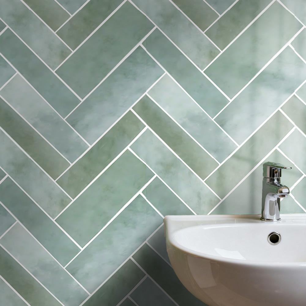 Chinese Line Retro Pattern Floor Bathroom Kitchen Floor Wall Waterproof and Oil-proof Tile Sticker