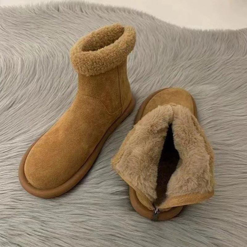 Women's Thick Bottom Fashion a Footstool Hairy Mouth Winter Lightweight Warm Anti Cold Snow Boots Non-slip Casual Sneakers Cotton Boots Fur Shoes