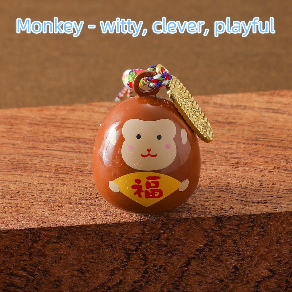 Ny Japansk Stil Sensoji Tempel Vattenljudsklocka Hänge Zodiak Omamori Lyckoamulett Liten Hängande Prydnad för Väskor Dekoration