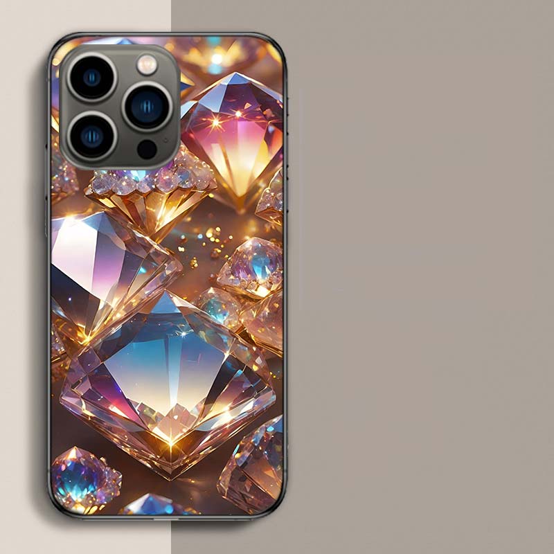 Shining and Dazzling Diamond Gemstones Phone Case For Iphone 17 Air 15 Pro 14 Plus 16 Pro Max 17E 16E 12 13 Mini 11 Cover Cute