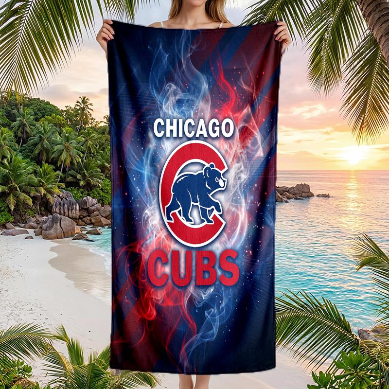 Asciugamano da Spiaggia alla Moda Chicago Cubs Asciugamano Portatile Morbido ad Asciugatura Rapida per Nuoto Campeggio Vacanze