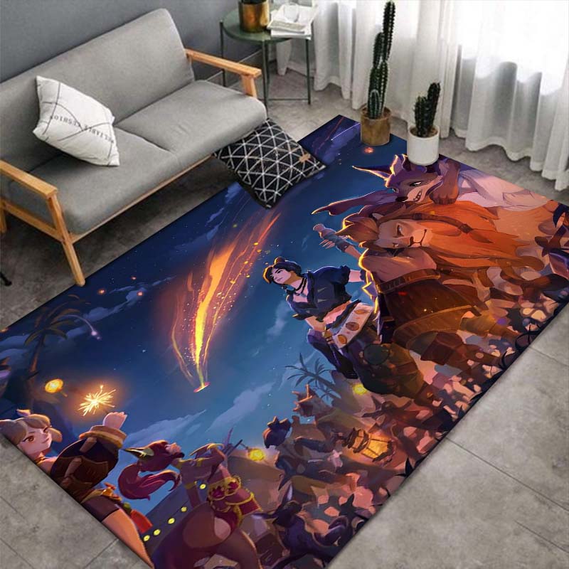 AFK Journey Game Characters Area Rug, Fantasy Anime Print Non-Slip Floor Carpet for Bedroom