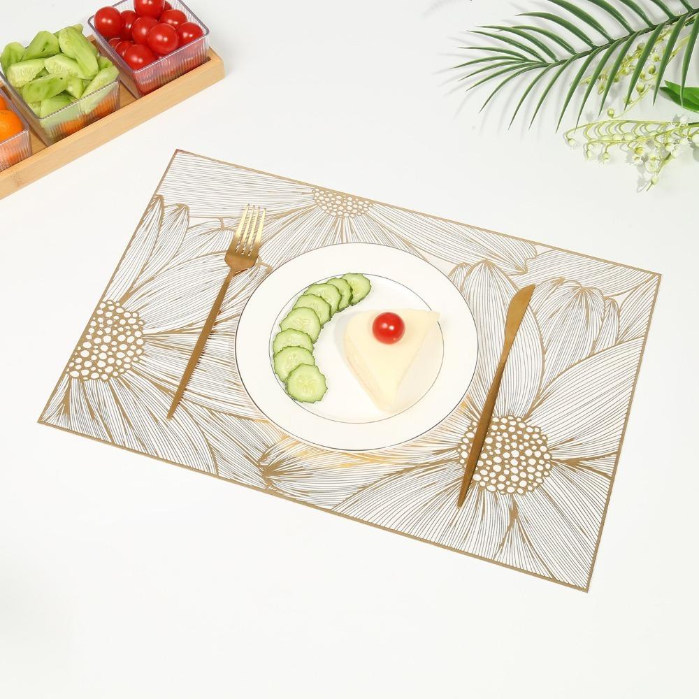 

Lotus Meal Mat Rectangle Dinning Table Mat Light Luxury Drain Mat Home Hotel Decoration grey-style2