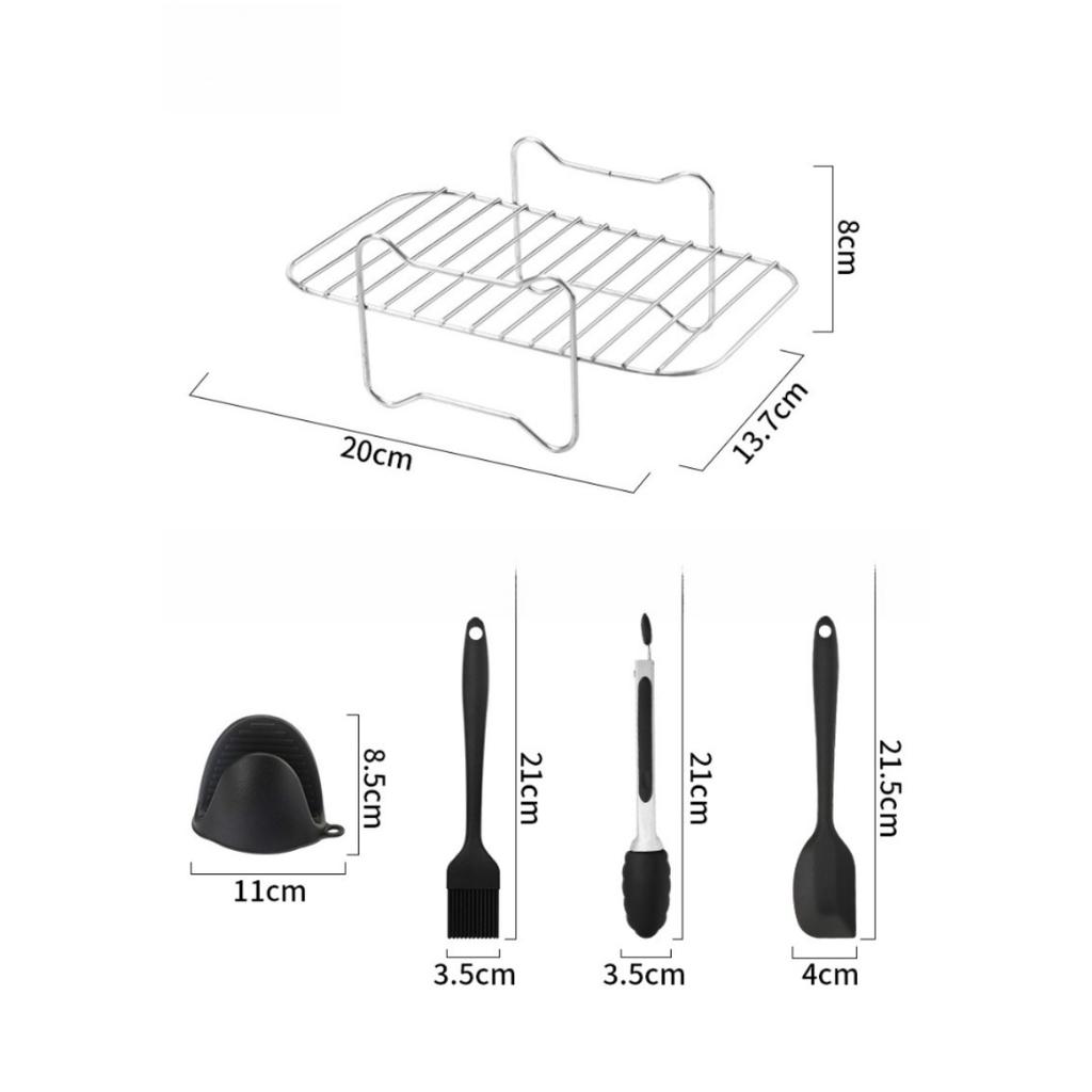 9-Piece Silicone Air Fryer Accessories Set with Baking Rack, Non-Stick Liner & Skewer Holder, Compatible with Ninja AF400 AF500 Air Fryers