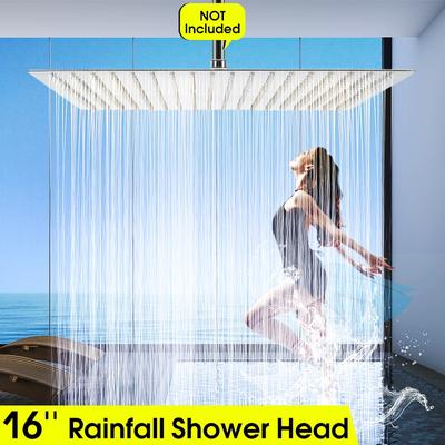 16Inch Rainfall Shower Head Chrome Stainless Steel Rain Shower Head Bathroom Top Sprayer Faucet Head Water Showering Head Silver