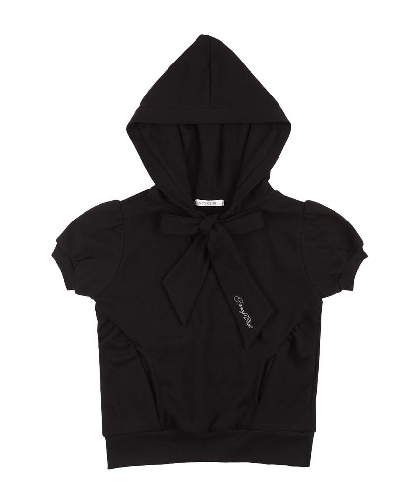 FANCY CLUB Puff Round Scarf Hoodie (Black)_F25Qb081