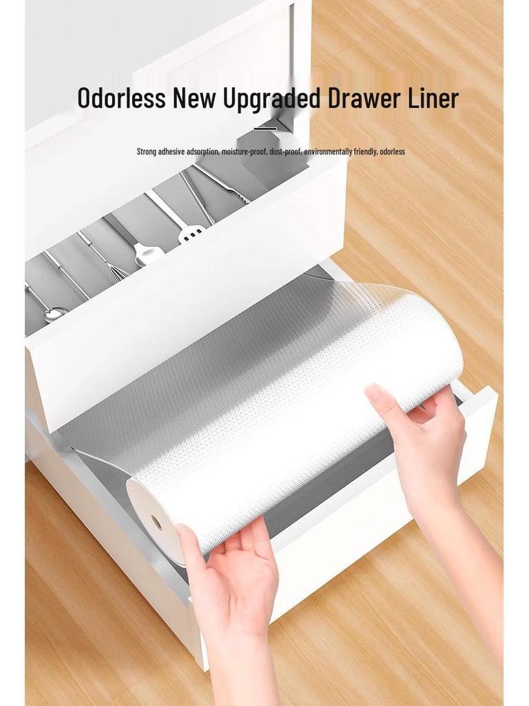 Waterproof Self-Adhesive Drawer and Cabinet Liner - Oilproof, Dustproof, Moisture-Proof Mat for Wardrobes and Kitchens