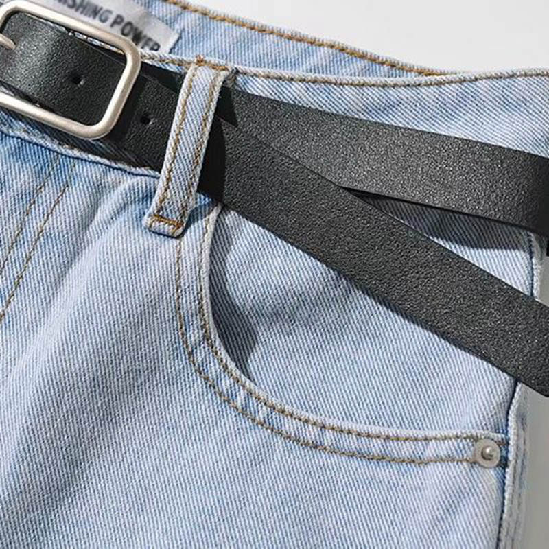 Frauen Vintage Sommer Denim Shorts mit Gürtel Reißverschluss Taschen Weibliche Retro Shorts