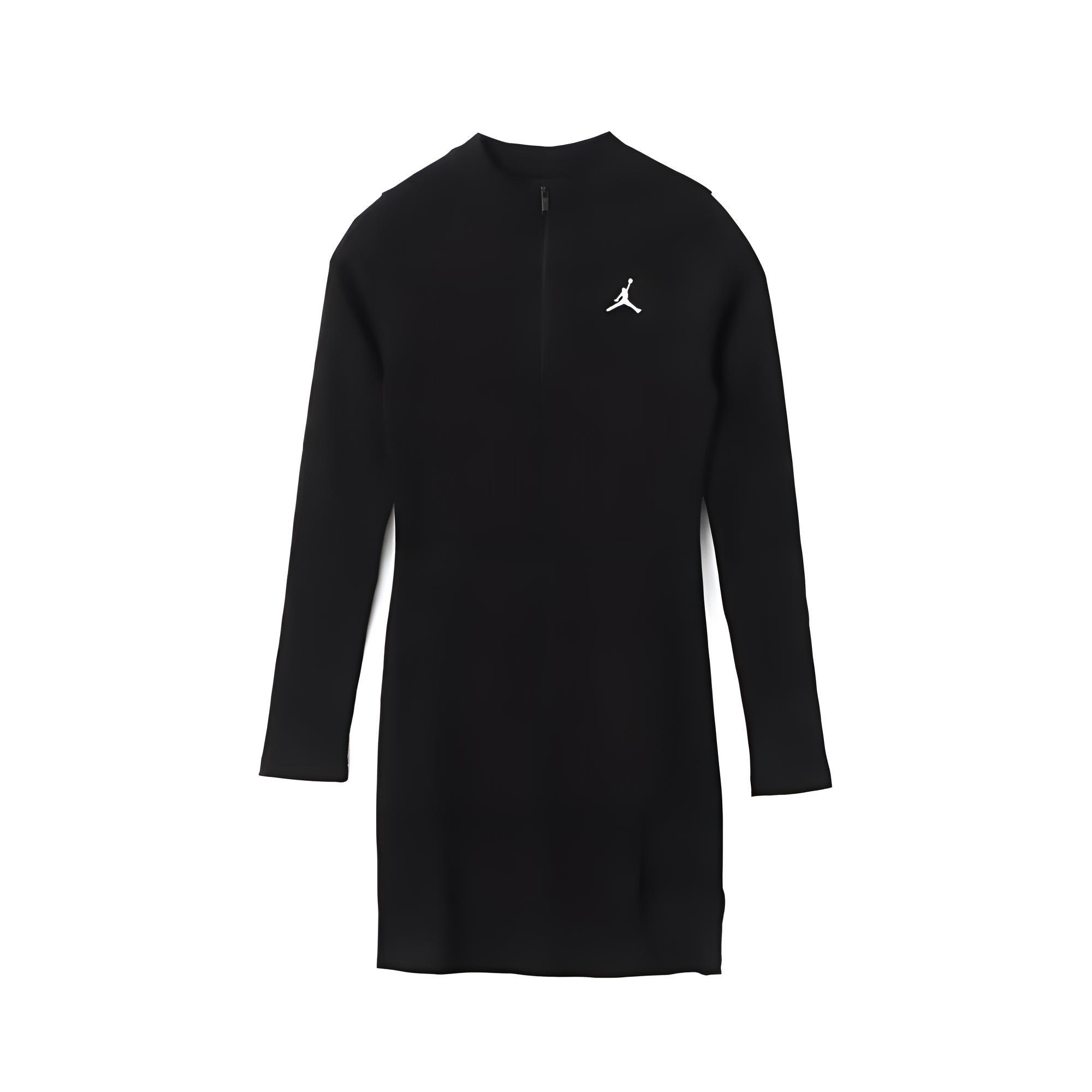 (WMNS) Air Jordan 1/2-Zip Long Sleeve Knit Dress Asia Sizing Black Women s HF9478-010 S