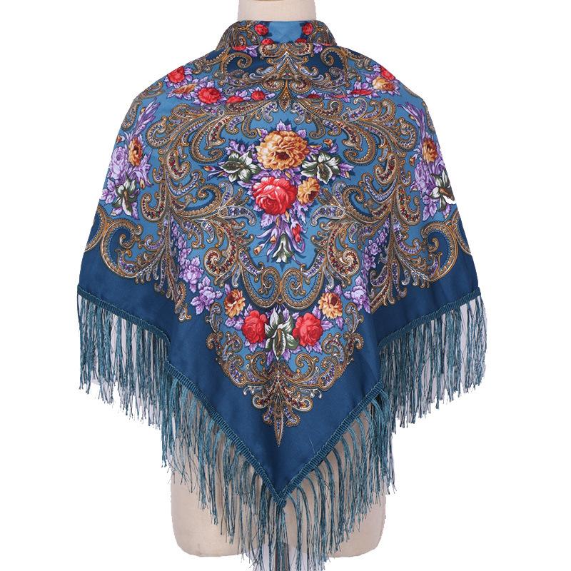 110*110Cm Ethnic Floral Headscarf For Elegant Women Shawl Babushka Bandana Handkerchief Female Head Wraps Print Square Scarves