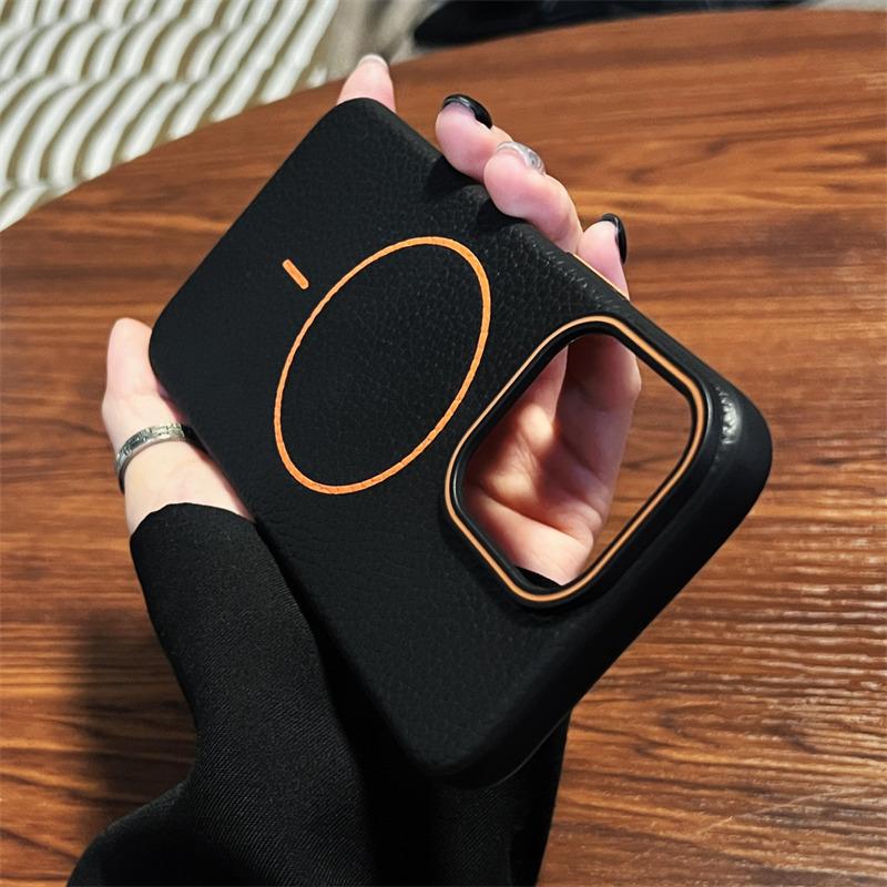 Luxury MagSafe Lychee Leather Case for iPhone 16 Pro Max/15/14 Plus/13/12/11 Pro | Wireless Charging & Drop Protection