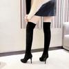 Over-knee boots women's winter velvet sexy thin heels pointed high heels women's suede slim long elastic boots fashion boots