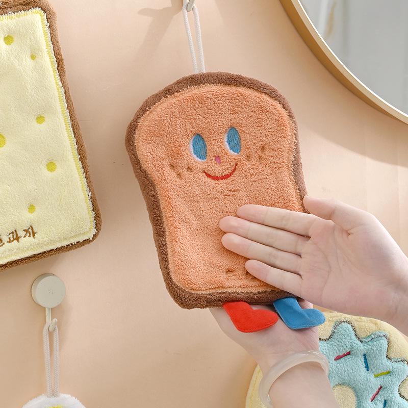 Cute Cartoon Quick-Dry Hanging Towel - Thickened Coral Fleece for Kitchen & Bathroom Use