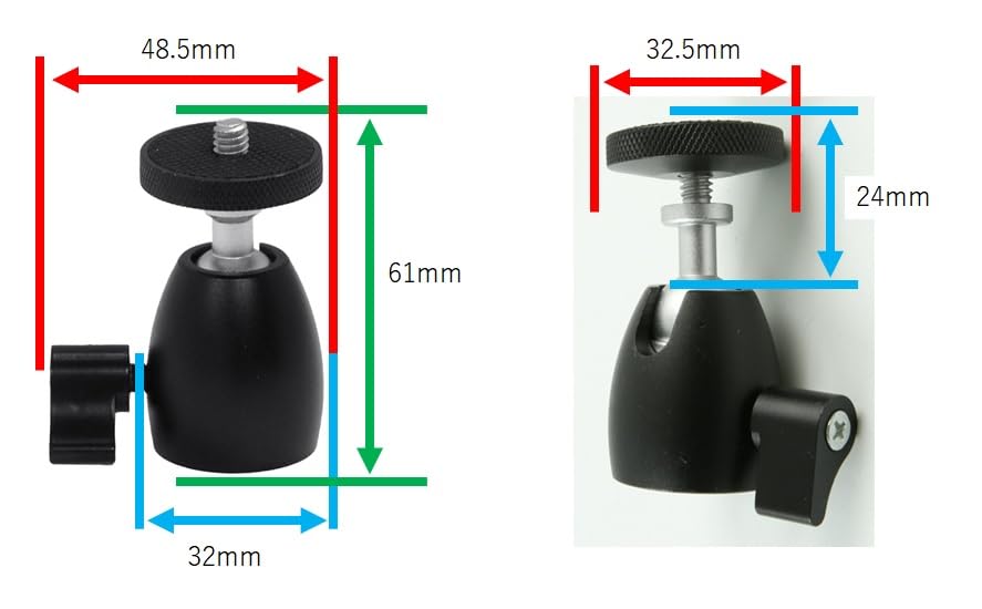 Free head 360 degree rotation inch screw ball head adapter Q39 1/4