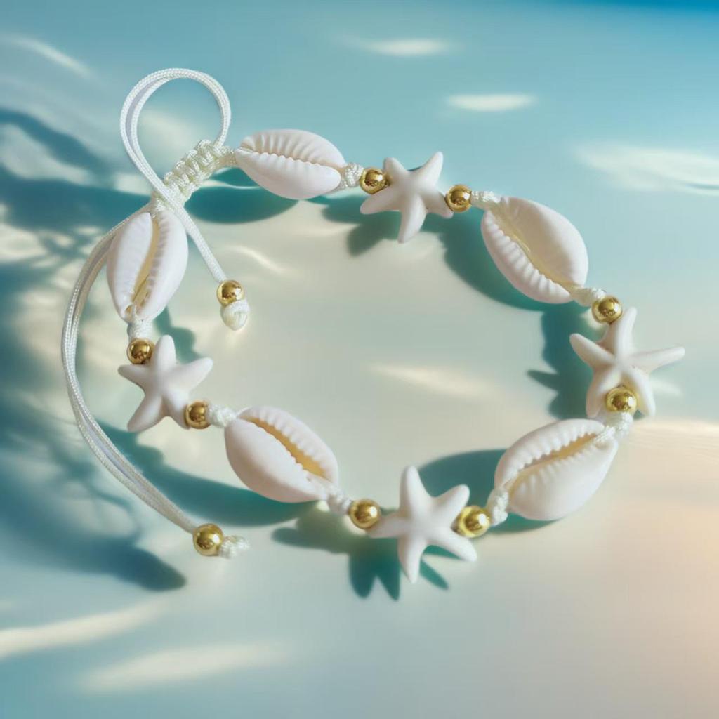 Bohemian Starfish & Turtle Anklet: Handmade Woven Cross-border INS Fashion Jewelry Bracelet.