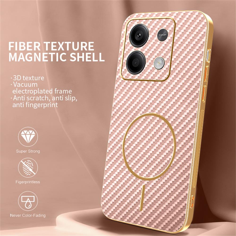 Für Xiaomi Redmi Note 13 5G Handyhülle Carbonfaser-texturierte galvanisierte TPU-Rückabdeckung