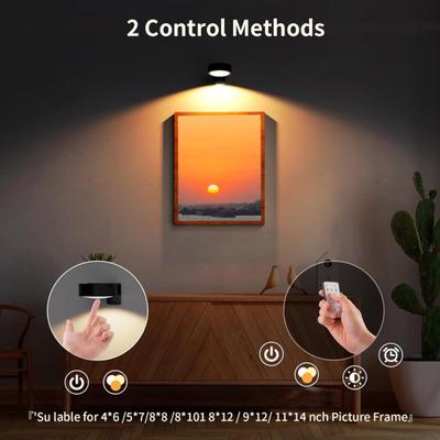 Wall-mounted Wireless Picture Light with Remote Control Dimmable Battery Operated Adjustable