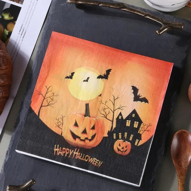 20 szt./opakowanie 33*33 cm 2-warstwowe jednorazowe serwetki imprezowe wzór Halloween