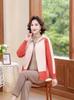 Mom's Stylish Autumn/Winter Zipper Jacket: Figure-Flattering Knit Cardigan for Middle-Aged and Elderly
