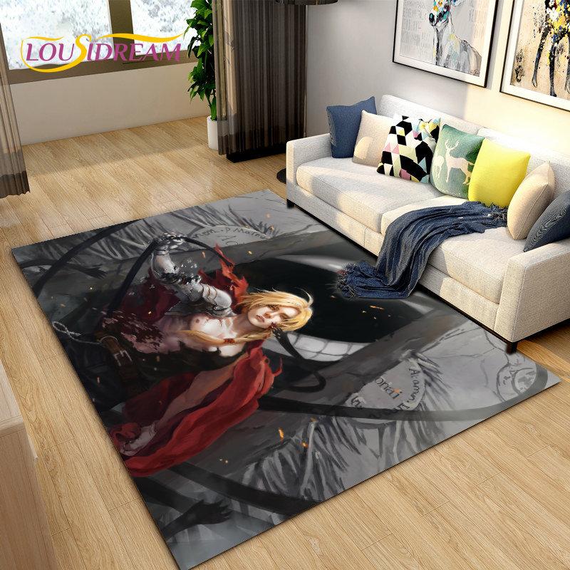 Fullmetal Alchemist Anime Cartoon Area Rug Large,Carpet Rug for Living Room Bedroom Sofa Doormat Decoration, Non-slip Floor Mat