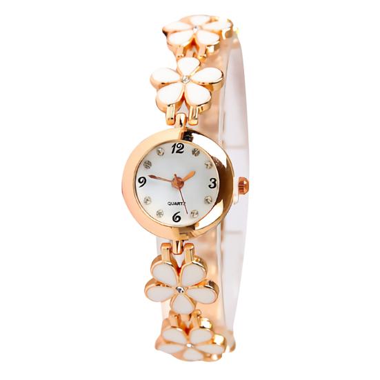 

Модні жіночі аналогові кварцові годинники-браслети з круглим циферблатом зі стразами в подарунок білий