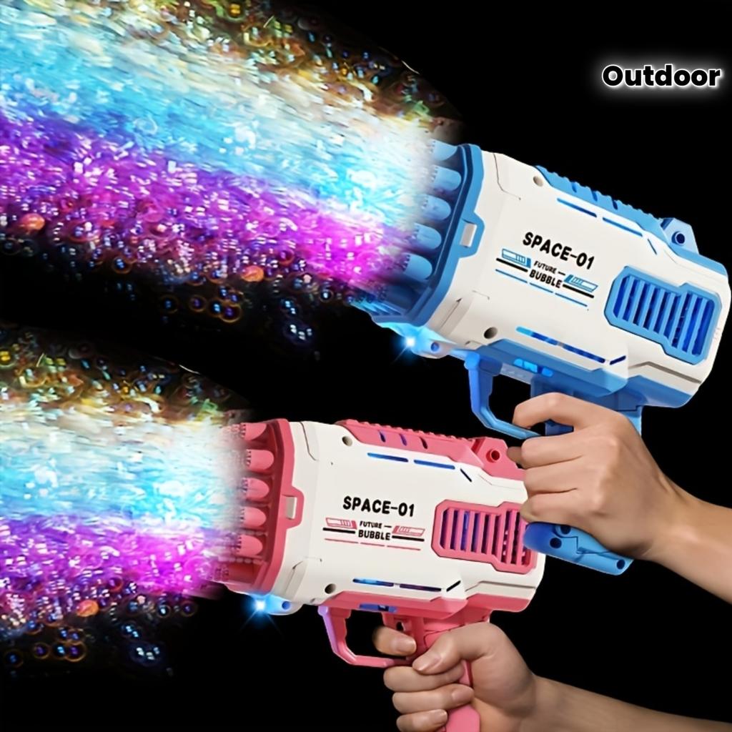 32-Hole Kids Bubble Machine, Colored Bubble Blow Gun for Parties, Beaches and Pools - Battery and Solution Free