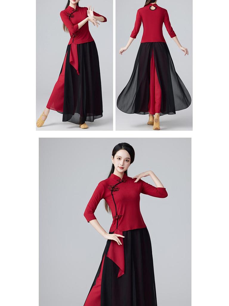 Medellångärmad Chiffong Kvadratdans Kostymset