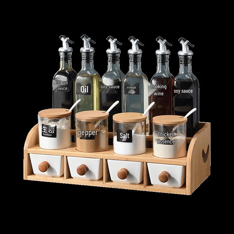 Xuyang Lancai 11-Piece Ceramic Seasoning Jar Set with Rack