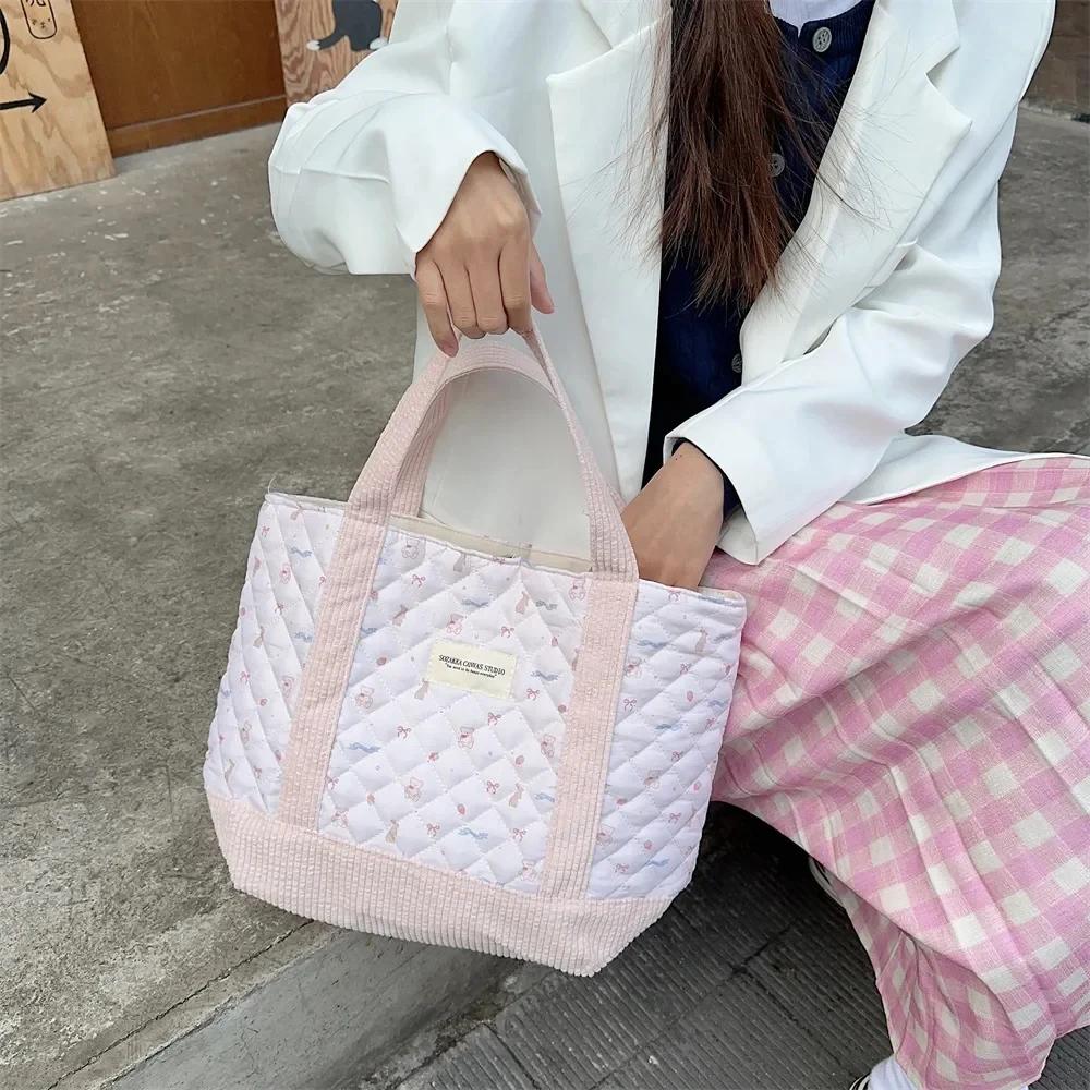 Sweet Large Capacity Soft Fabric Women Shoulder Bag Fashion Solid Color Floral Female Handbag Simple Winter Ladies Underarm Bags