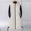 Women's Autumn and Winter Long Warm Vest Puffy Zipper Warm Vest Hooded Lined Padded Cotton Vests
