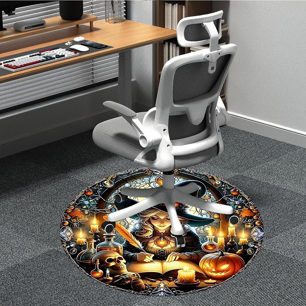 

1pc Witchcraft Illustration Chair Carpet for Office Non-Slip, Machine Washable Rug for Office - Holiday DecorMachine Made yy251029103 80cm by 80cm