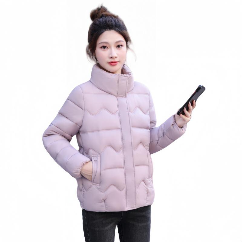 Damen Kurze Daunen Baumwolljacke, 2025 Wintermode Stehkragen Slim-Fit Warme Oberbekleidung