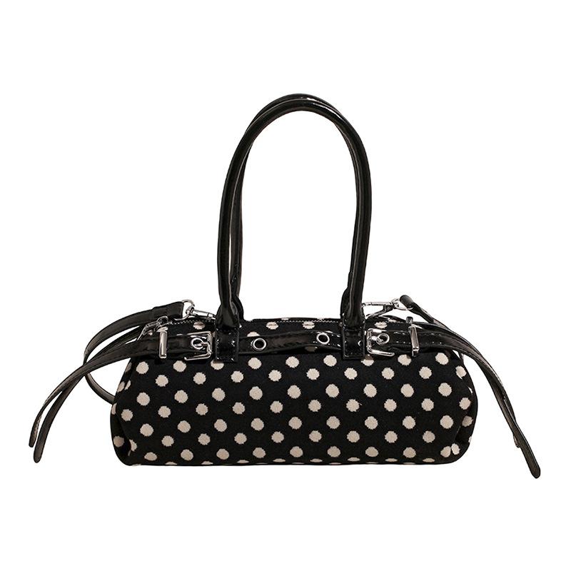 Handbag Bag Women's New Polka Dot Design Versatile Messenger Bag Fashion Casual Shoulder Bag Cylinder Bag