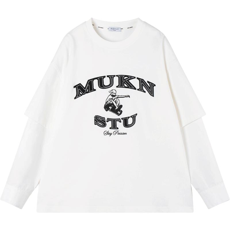 Mucmukn Boys  Faux Two-Piece Cool-Touch Cotton T-Shirt 150CM