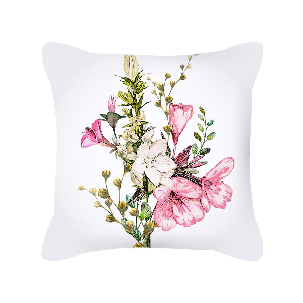 Pillow New Plant Flower Printed Pillow Sofa Pillow Bedside Backrest Short Plush Pillow Cover