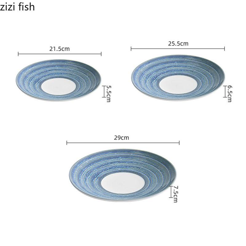 Kreativer flacher Keramikteller, Restaurant, dicker Suppenteller, Dessertteller, Pastateller, Salatteller, hochschönes Spezialgeschirr