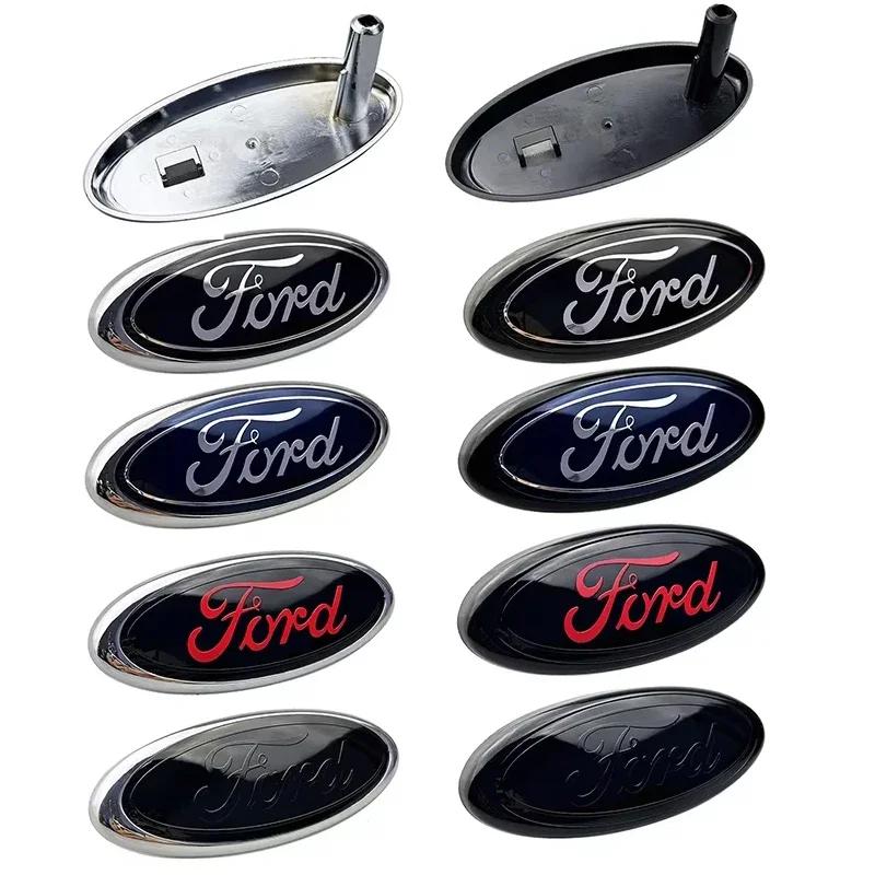 14.5x6.5cm Car Logo Emblem for Ford Escape Kuga Fiesta Ranger Mondeo Fusion Edge Focus Mustang Front Hood Grille Sticker Styling