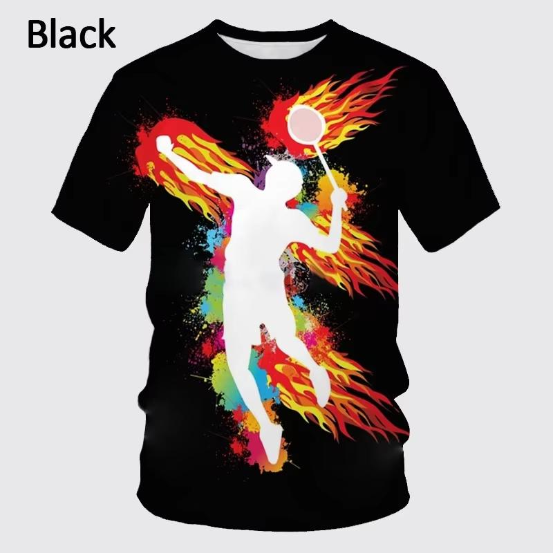 3D Print Badminton Sports T-shirt For Men Summer Short Sleeves Round Neck Funny