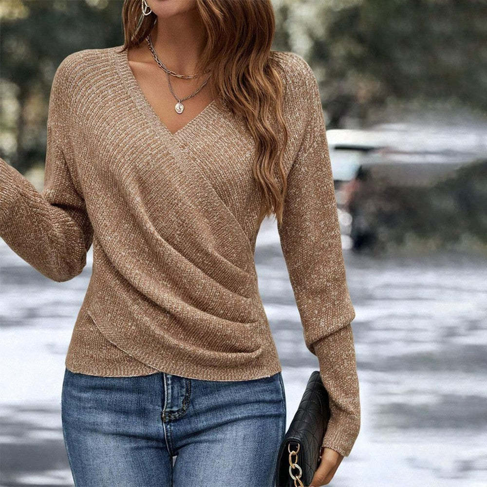 Women'S Elegant V-Neck Long Sleeve Sweater - Soft Warm Winter Pullover,Formal Tops for Women, Ladies Sweaters