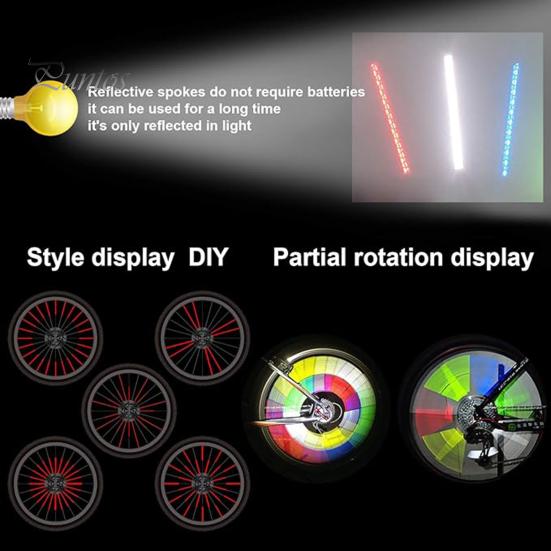 Colorful Wheel Decoration Reflector 12Pcs Bicycle Spoke Skins Wraps Night Riding Universal Easy Bike Accessories To Install Road Mountain Reflectors