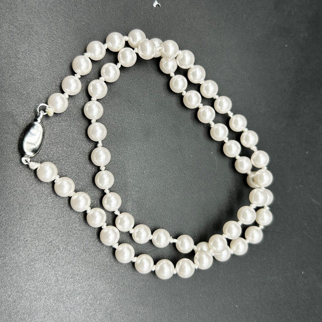 French Pearl Necklace Female Shijia Round Strong Light Pearl Short Imitation Pearl High-End Light Luxury Collarbone Chain