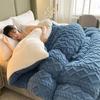 WTEMPO Foldable Lamb Fleece Quilts Warm Double-sided Plush Thick Winter Blankets Solid Home Bed & School Student Dormitory Double and Single Mattress