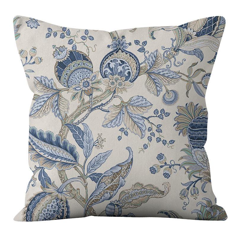 American Blue Retro Cotton Linen Single-sided Pillow Case Sofa Living Room Bedroom Cushion Pillow Home Waist Pillow