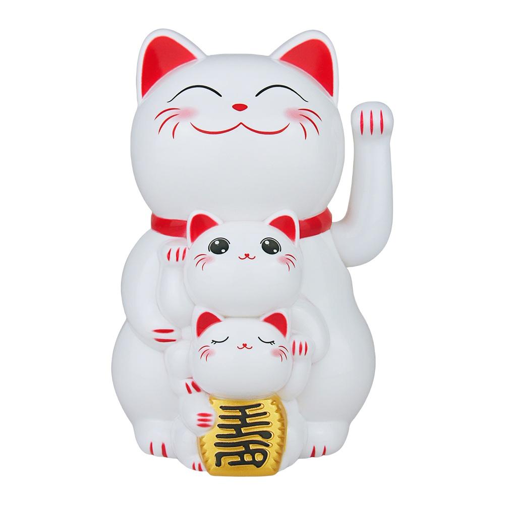 

1pcs Solar Powered Automatic Waving Cat Electric Beckoning Fortune Lucky Cat Cashier Store Opening Gift For A Family Of Three білий