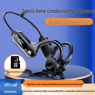 New Stereo Bluetooth 5.3 Bone Conduction Sports Earphones with Card Slot - Compatible with Android and Apple Devices.