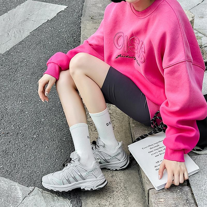 Women's Socks Fashion Letter Mid Length Socks Pink Black Green Spring and Autumn Outwear Mesh Red Cotton Sports Streetwear Socks