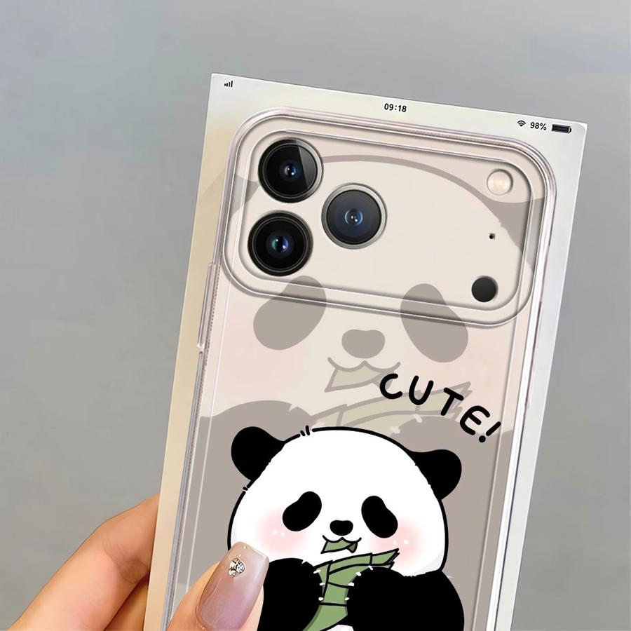 Cute Panda Case for iPhone 17 Pro Max 15 16 12 Mini Air 13 Pro 14 Plus 17e XS Max 11 XR Soft Phone Cover