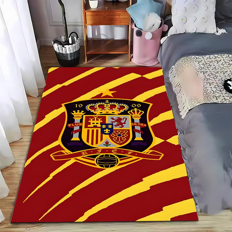 "Tappeto Rosso e Giallo con Scudo Spagnolo e Emblema della Corona" Adatto per l'uso come antiscivolo per soggiorno, camera da letto, divani